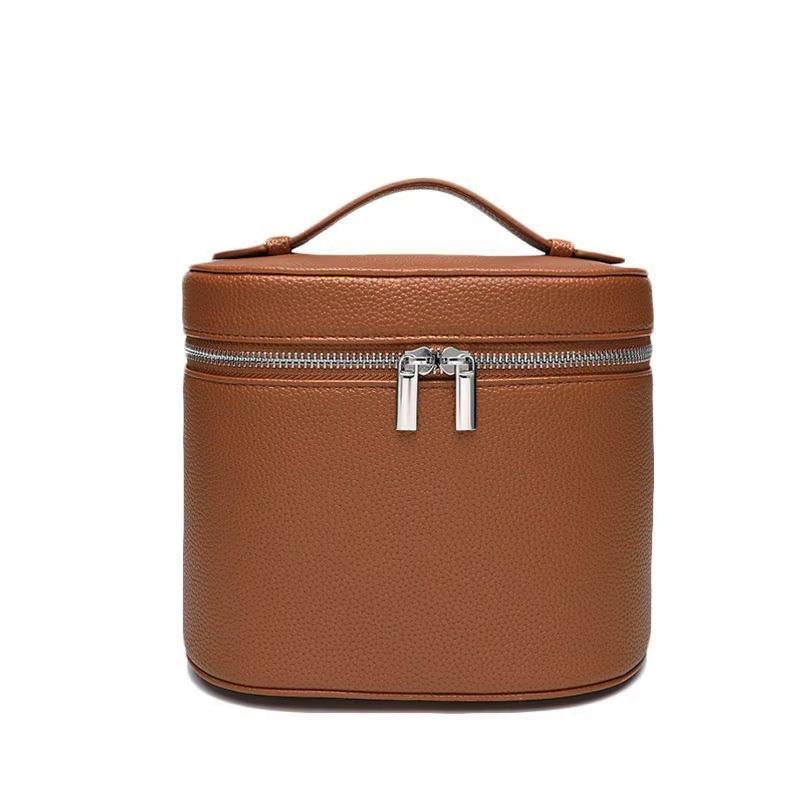 

Free Custom Name Portable Travel Storage Bag - Removable Cosmetic Bag with Separate Washing Compartment Pebble Leather 20x14x16.5cm