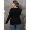 Women Plus Size Color Block Beaded Deep V Cross Long Sleeve Sweater