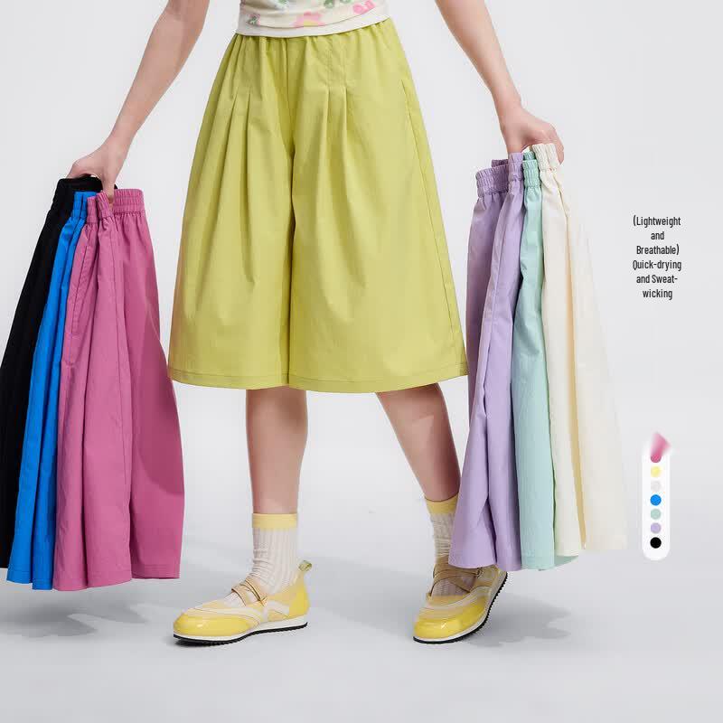 Girls  Lightweight Wide-Leg Shorts 130 желто-зеленый