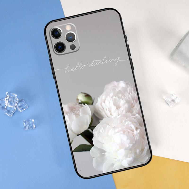 Peonies Beautiful Flower Phone Case For iPhone 16 Pro Max 16e 12 13 Mini 11 14 15 Pro Max XR 15 16 Plus Cover Shell