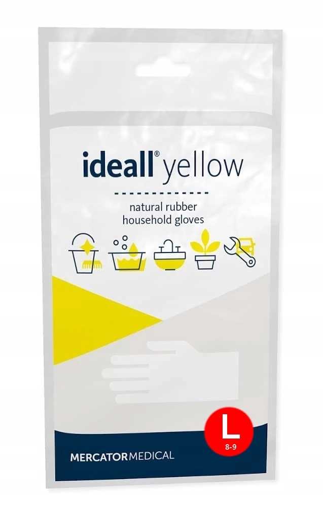 Latex Household Gloves / Yellow / Size: 9 - / Ideall Yellow - 12 Pcs