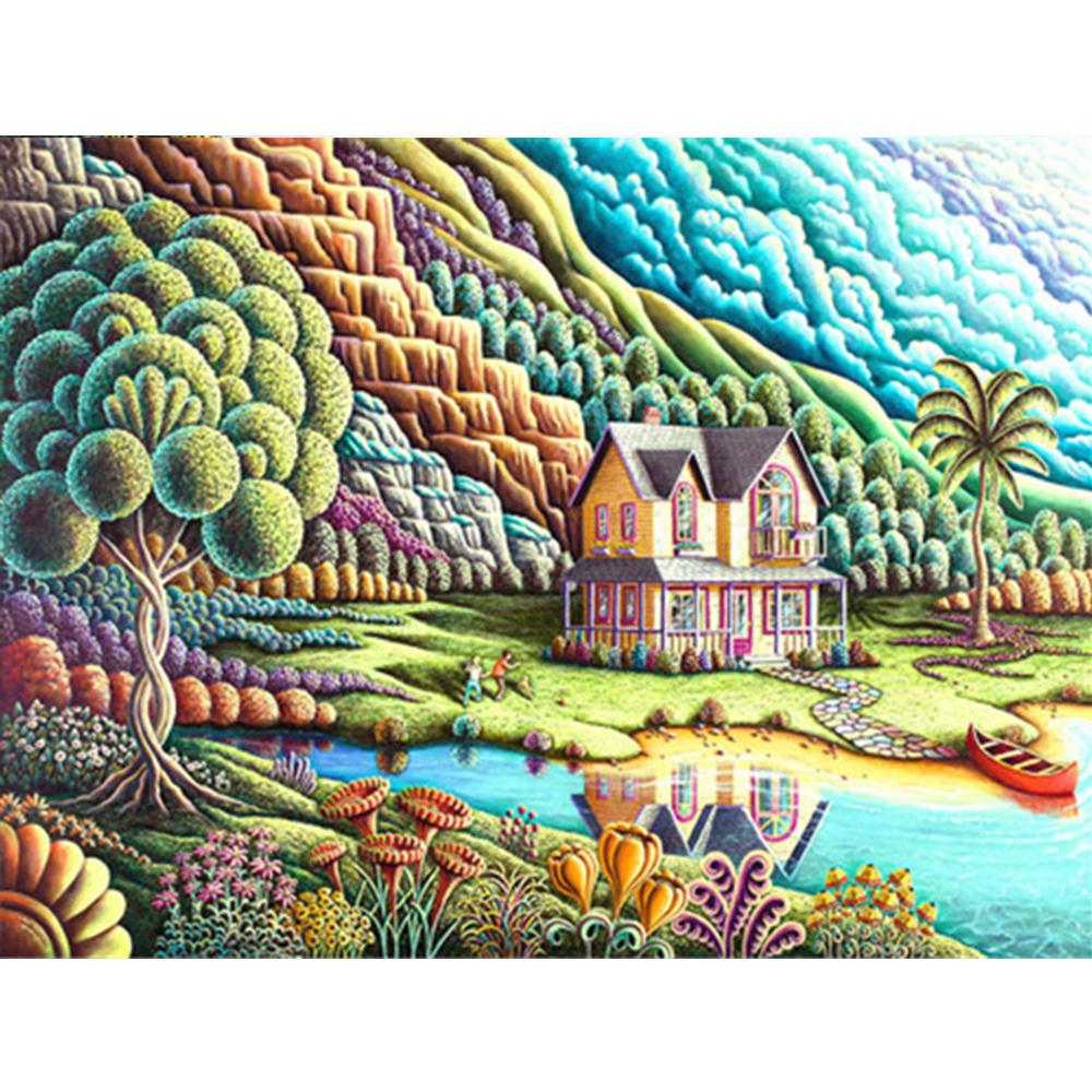 Diamant-Stickerei, Garten, voller quadratischer Bohrer, Kreuzstich, Diamant-Malerei, Landschaft, Vogel, Bild von Strass-Wandkunst