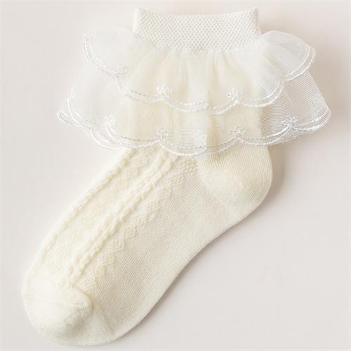 1-15Years Kids  Sprng Summer Baby Princess Socks For Girls  Solid Lace Cotton Soft Fashion Sweet Children's Socks