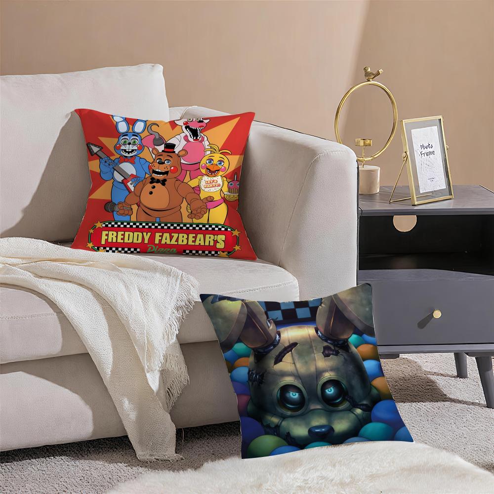 Horror Game FFive Nights At Freddys Cushion Cover Pillowcase Short Plush Invisible Zipper Room Sofa Cushion Cover