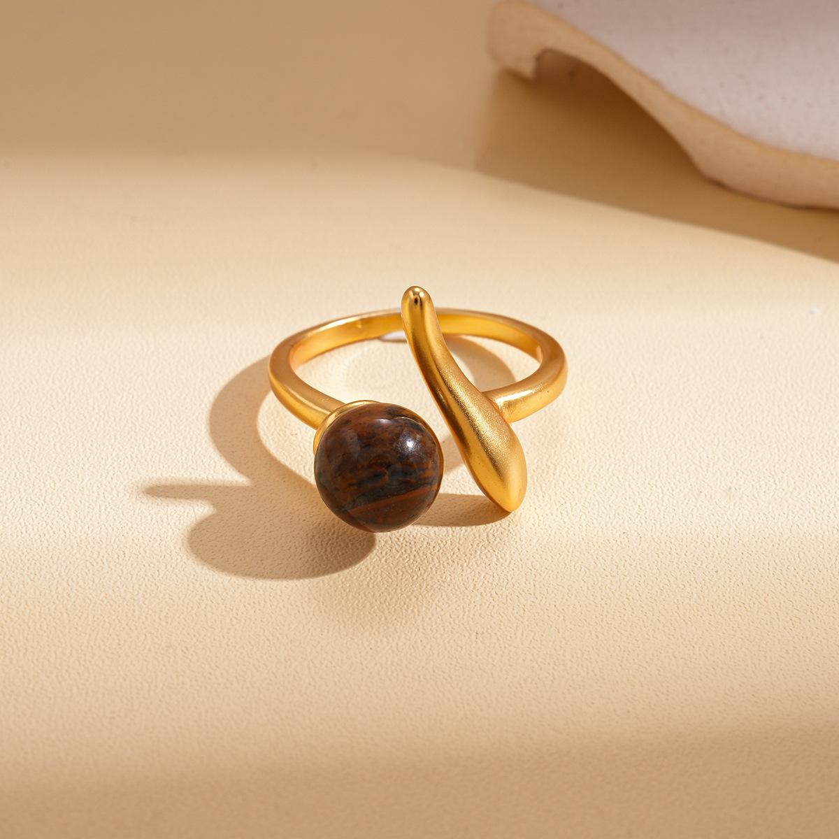 Кольцо с тигровым глазом неправильной формы, двойное открытое, ретро-украшение
