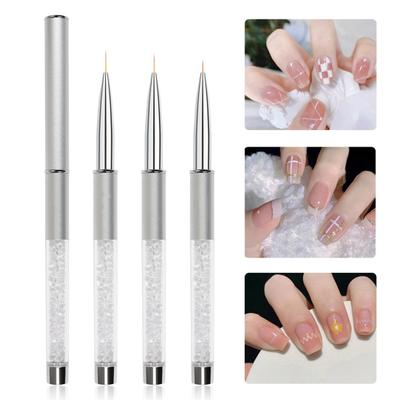 Nail Art Liner Brush Metal Handle Soft Nylon Bristles Multifunctional UV Gel Carving Pen Professional Manicure Tool Nail Acrylic Liquid