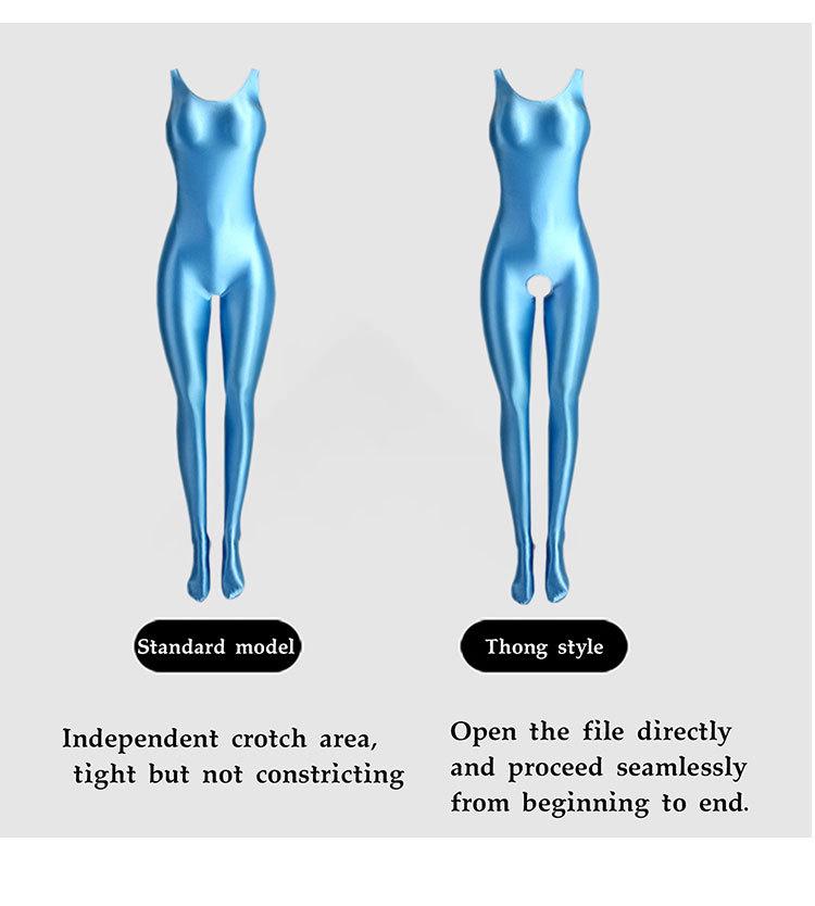 Shiny Oil-Gloss High-Elastic Full Body Shaping Leotard - Plus Size Silky Smooth Tight-Fit Yoga Fitness Wear