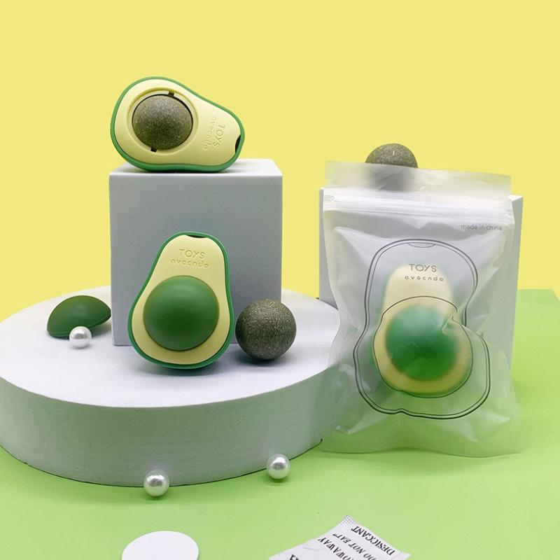 Juguete Molar para Mascotas Aguacate Bola de Hierba Gatuna