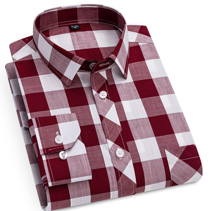 Fashion Spring Autumn Men's Plaid Shirts Long Sleeve 100% Pure Cotton Good Quality Thin Soft Classic Basic Casual Male Clothing