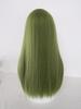 Green Long Straight Wig with Bangs - High-Temperature Fiber, European & American Style