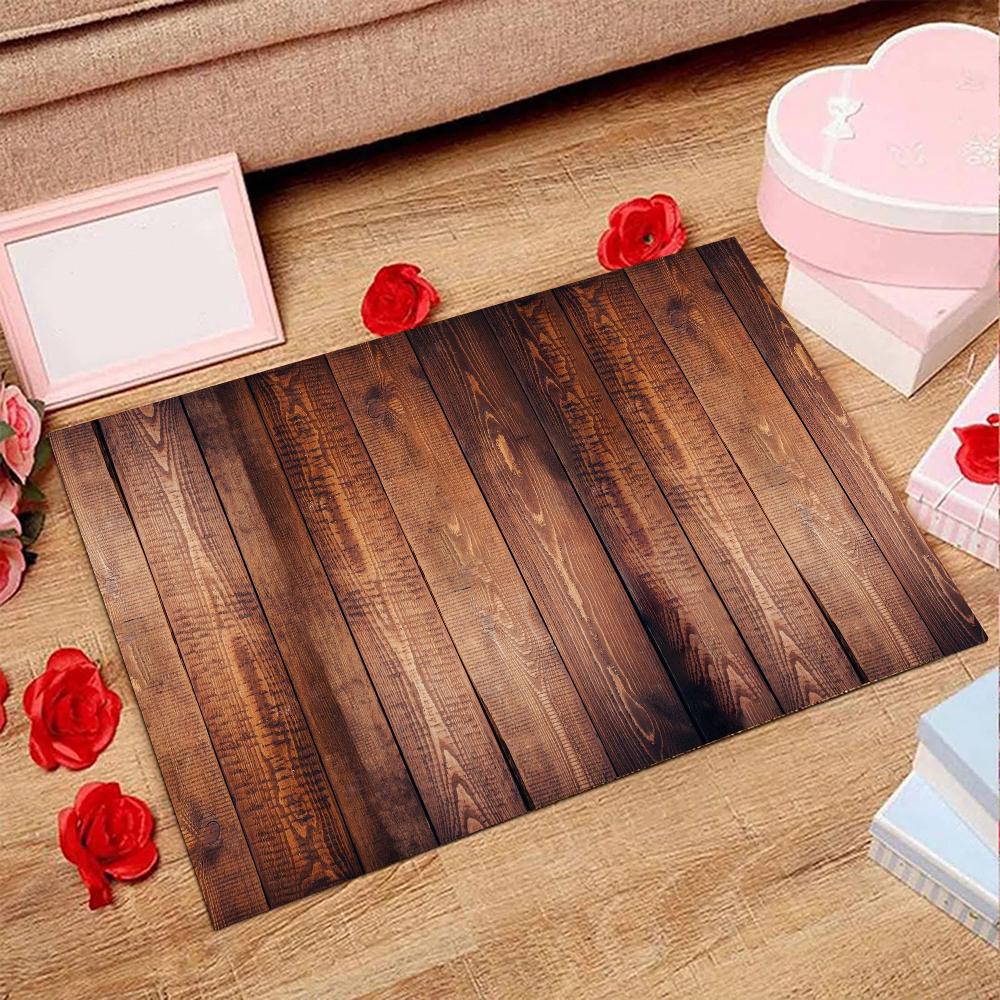 1pc Beautiful Wood Bathroom Absorbent Mats Anti-Slip Mats Home Decor Supplies Carpets Home Kitchen Floor Mats