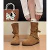 Inner height increase two wear Boken short boots women's new autumn and winter retro Martin boots Maillard flat-bottomed stacking boots