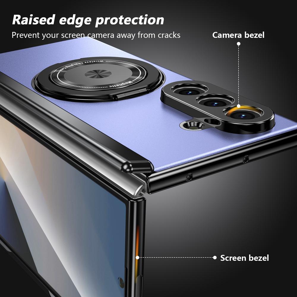 KEYSION 360°Rotating Magnetic Ring Stand Case for MagSafe for Samsung Galaxy Z Fold 7 5G Hinge Phone Cover with Screen Protector