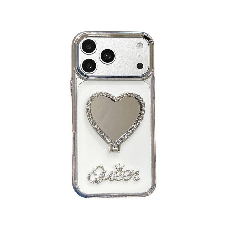 Flash diamond love mirror holder is suitable for iPhone11Promax mobile phone case Apple 11plus11pro