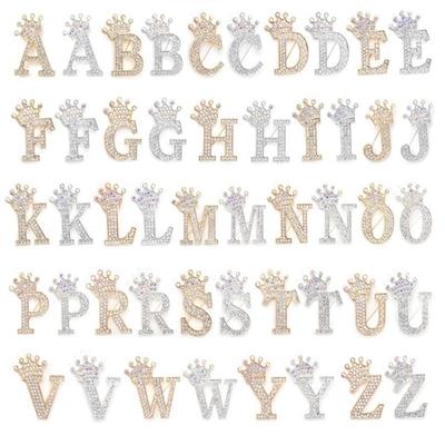 Crown 26 Initial Letters A To Z  Brooches For Women Coat Dress Lapel Collar Pin Jewelry Accessries