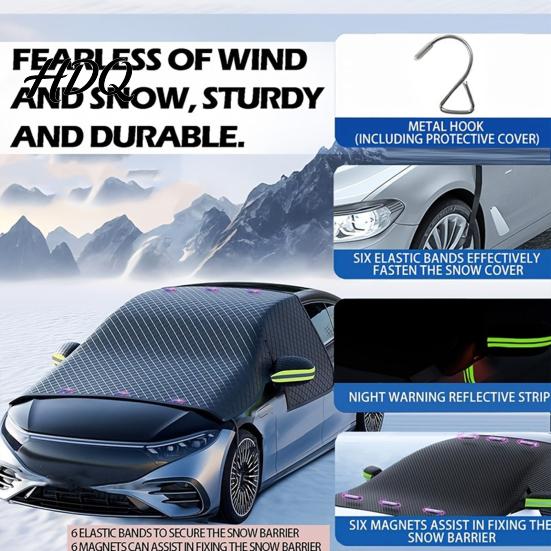 Vehicle Windshield Ice Protector Car Snow Cover Thickened Magnetic Half Cover with Cotton Shield