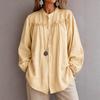 Women's Fall Long Sleeve Blouse with Embroidery and Cutout, Round Neck Loose Fit Casual Shirt