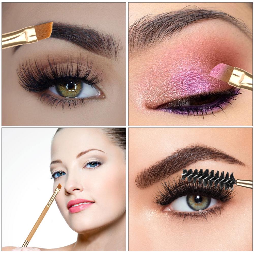 Bambus-Doppelseitiger Make-up-Pinsel: Augenbrauenkamm, Eyeliner, Mascara, Lidschatten- und Puderpinsel für bequeme Schönheit.