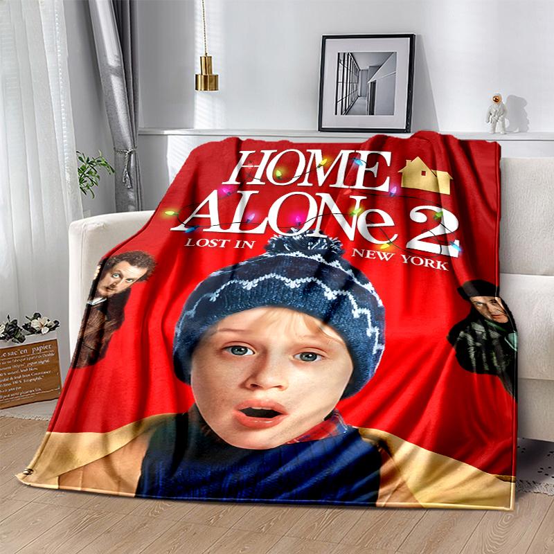Home Alone Flannel Blanket Soft Warm All-Season Throw, Design for Camping, Car Travel, Hiking Sofa, Bed, Office Perfect Gift for Parties