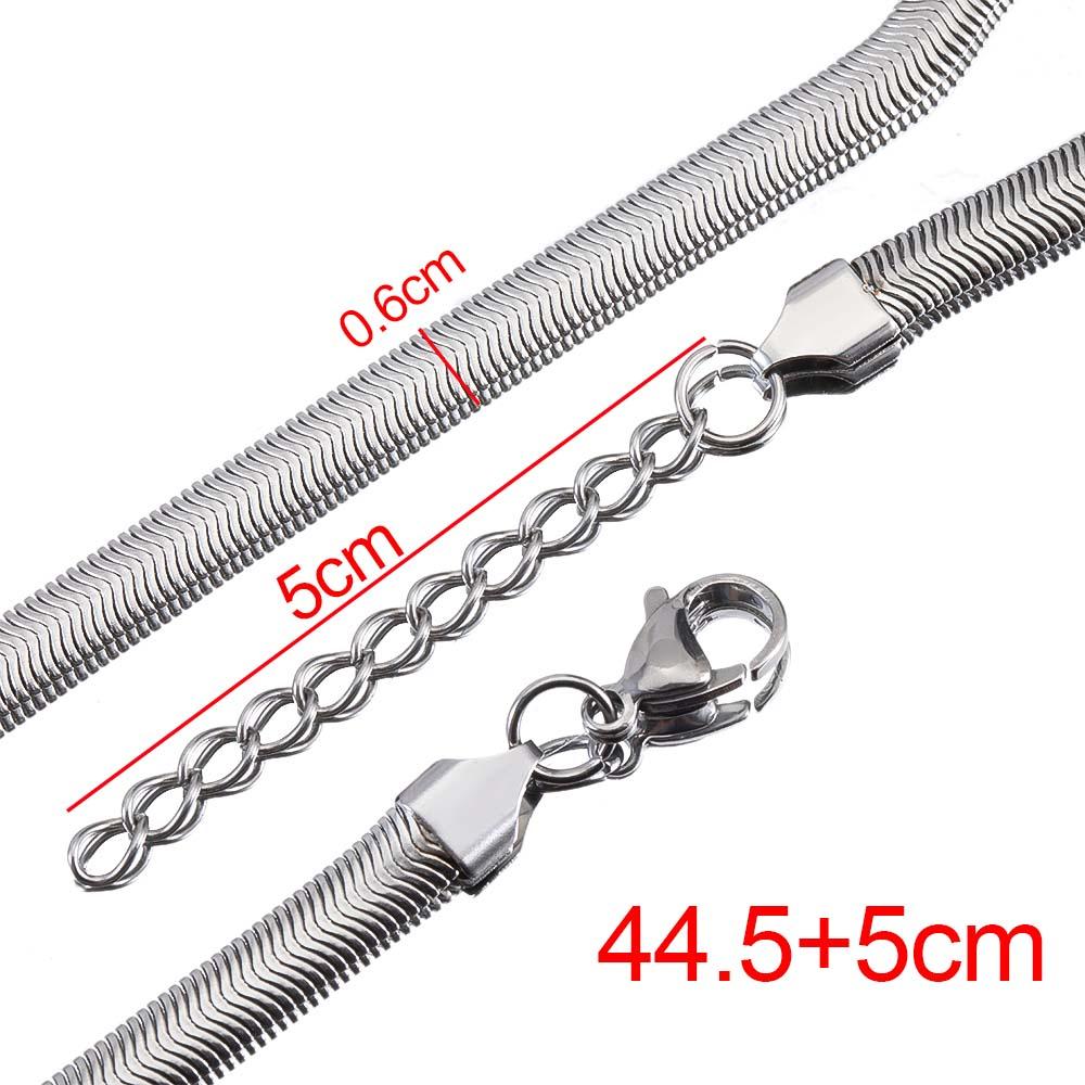 5pcs Stainless Steel Flat Snake Chain with Clasp Extended Chains 3-6mm DIY Men Necklace Jewelry Making Findings Accessor No Fade