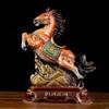 Painted Brass Figurine - Zodiac , Auspicious Success, Leaping Horse Ornament, Gift for Home Living Room, Cr