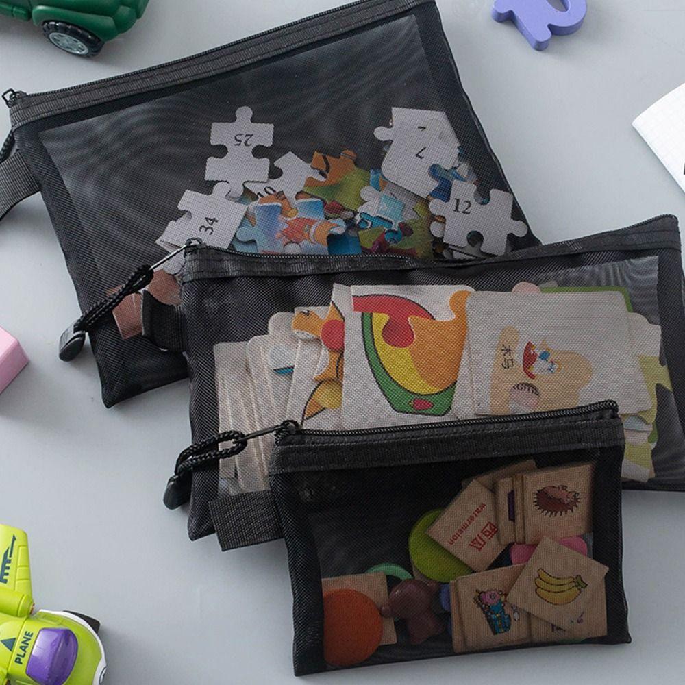 Transparent Mesh File Bag Nylon Pencil Case New Pen Bag  Office