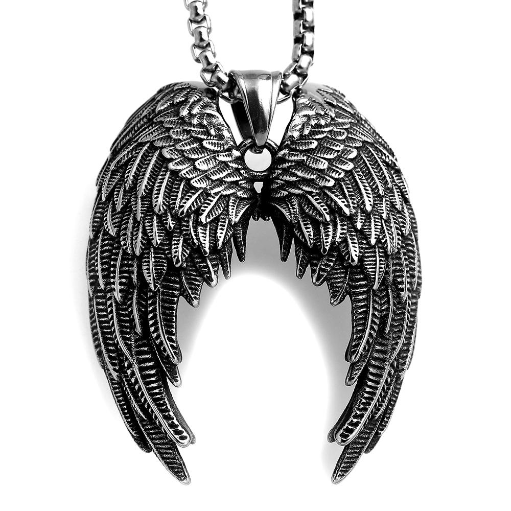 

Retro Angel Wing Pendant Necklace Stainless Steel Hip Hop Punk Style Copper Color Birthday Party Gift For Men Women Neck Jewelry