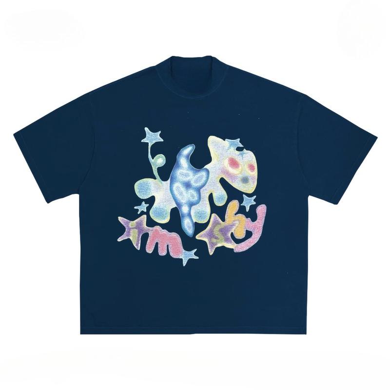 Jsem stydlivý Potištěné Tričko z Čisté Bavlny Pánské a Dámské Stejné Kulatý Výstřih Bavlna Krátký Rukáv Kawaii Y2k Kpop Harajuku Tričko