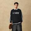 Li Ning Sports Fashion Series Anti-Static Anti-Bacterial Fleece Warm Letter Crew Neck Long Sleeve Sweatshirt Unisex Sweatshirt Black AWDUB71-6