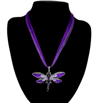 Collier incrusté d'insectes en strass, bijoux libellule, Vintage