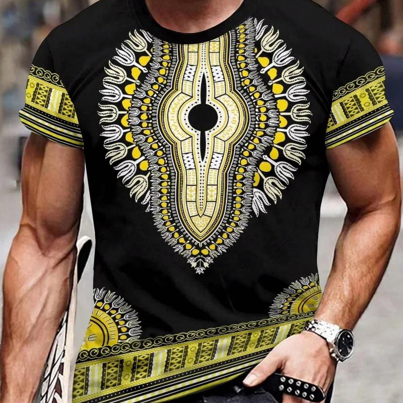 Retro Ethnic Graphic T-Shirt For Men Colorful 3D Printed Tees Summer Fashion Round Neck Oversized Short Sleeve T Shirts
