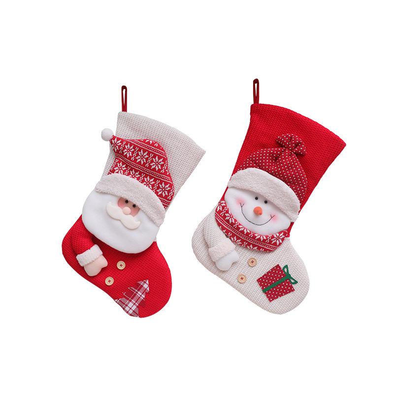 Large Christmas Stocking Gift Bag for Kids - Santa Claus & Snowman Ornament