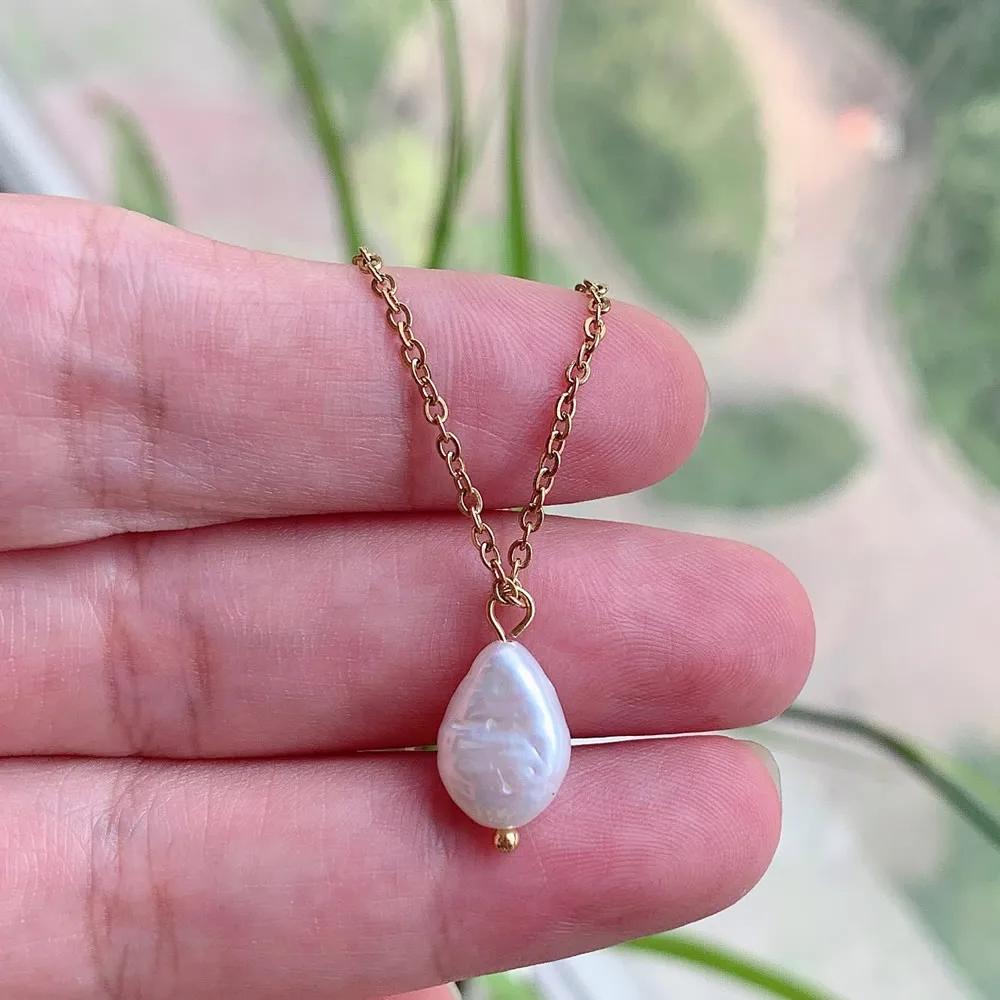 Real Natural Freshwater Pearl Necklace for Women Irregular Round Square Coin Stick Drop Baroque Pearl Pendant Necklace Choker