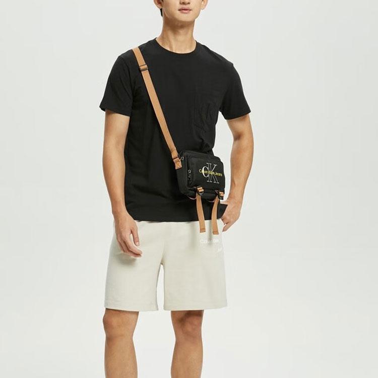 Calvin Klein Solid Color Letter Embroidery Pocket Breathable Short Sleeve T-Shirt Men Tops Black ZM01891-BAE