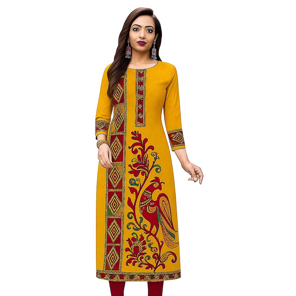 

Islamic Kurta Muslim skirt, peacock print, round neck Kurta, Morandi color, long skirt, suitable for holiday dating, Eid festival, festival essential S бежевий