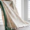 Boho Curtains Floral Semi-Blackout Windows Curtains with Tassels Cotton Linen Curtains Panels for Bedroom Living Room, 1 Panel