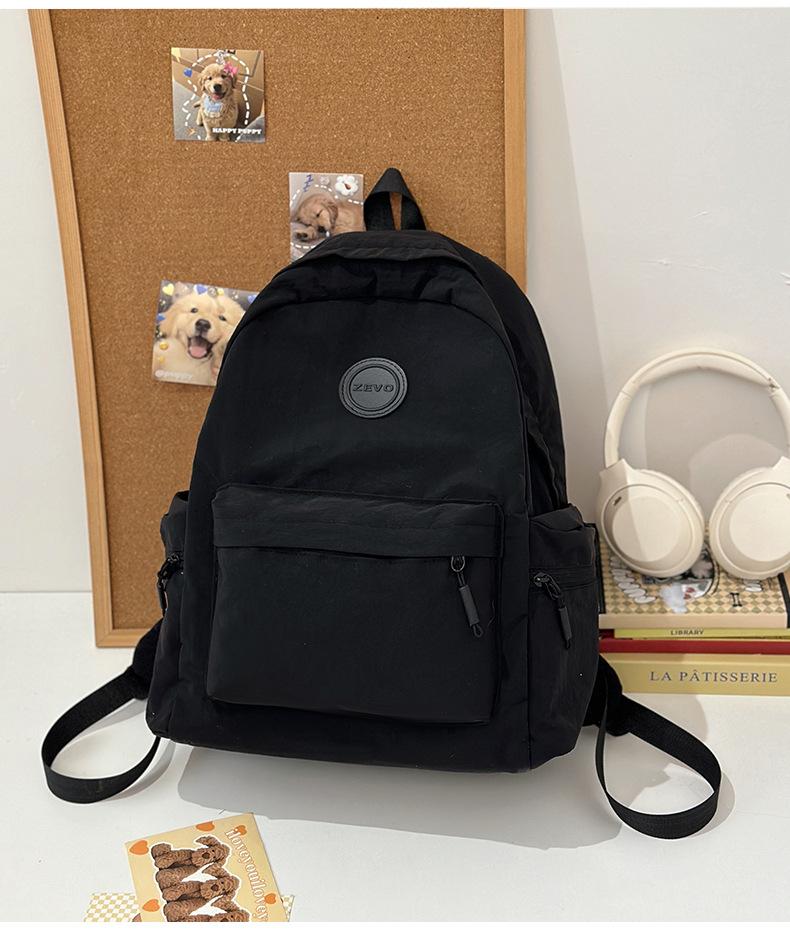 School bag new casual women's school bag solid color fresh and versatile college style school bag college students class backpack tide