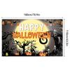 1pc Happy Halloween Party Backdrop Night Moon Castle Ghost Pumpkin Colorful for Halloween Party Living Room Decorarion Washable
