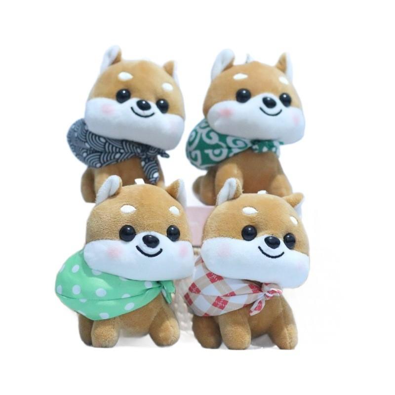 Cute Shiba Inu Plush Toy Backpack Accessory Fluffy Dog Keychain With Soft Material