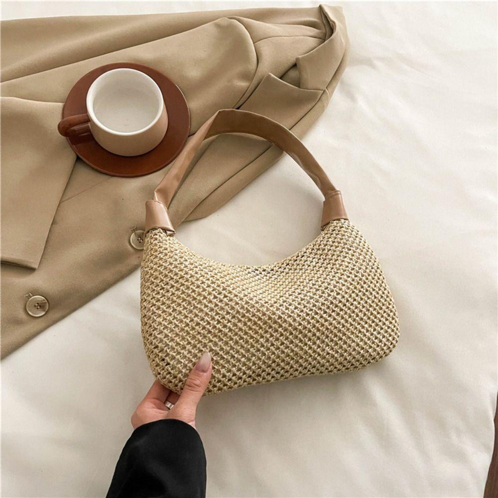 Leisure Weave Straw Bag Summer Beach Handbag Trendy Straw Shoulder Bag  Women