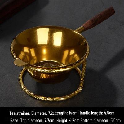 Japanese Style Stainless Steel Tea Strainer Set with Wooden Handle
