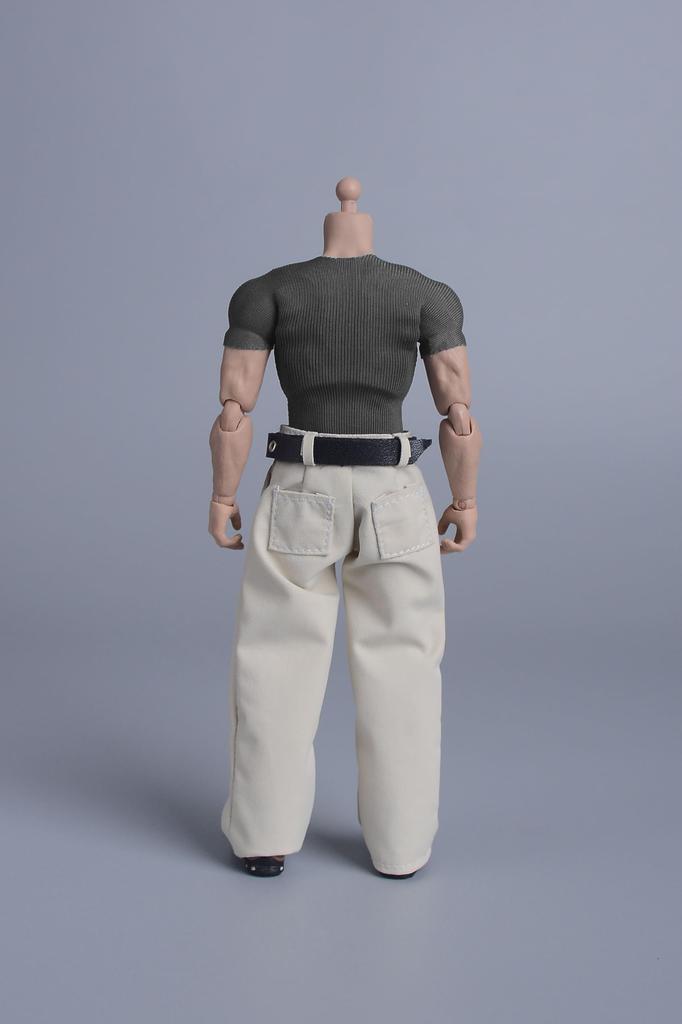 112 scale action figure costume for both male and female figures. Tight short-sleeved T-shirt, muscular build, short-sleeved T-shirt and pants (body,