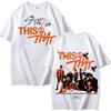 Stray Kids This & That Double‑Sided Print T‑Shirt, Group Member Photo Splatter Ink Graphic Kpop Fan Casual Short Sleeve Tee