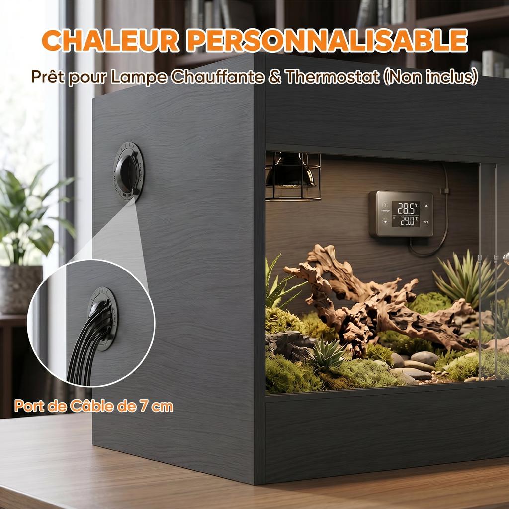 OSB Wood Terrarium with Tempered Glass Door, 60 x 45 x 45 cm