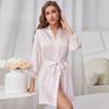 Ice Silk Nightgown Women's Summer New Sexy Lace Large Size Silk Bathrobe Loungewear