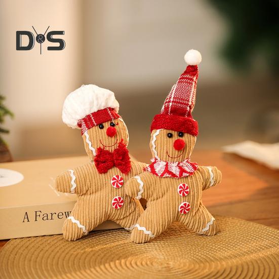 1/2Pcs Christmas Gingerbread Man Doll Plush Stuffed Doll Toy Gingerbread Pendant Christmas Tree Hanging Decorations for Fireplace Display