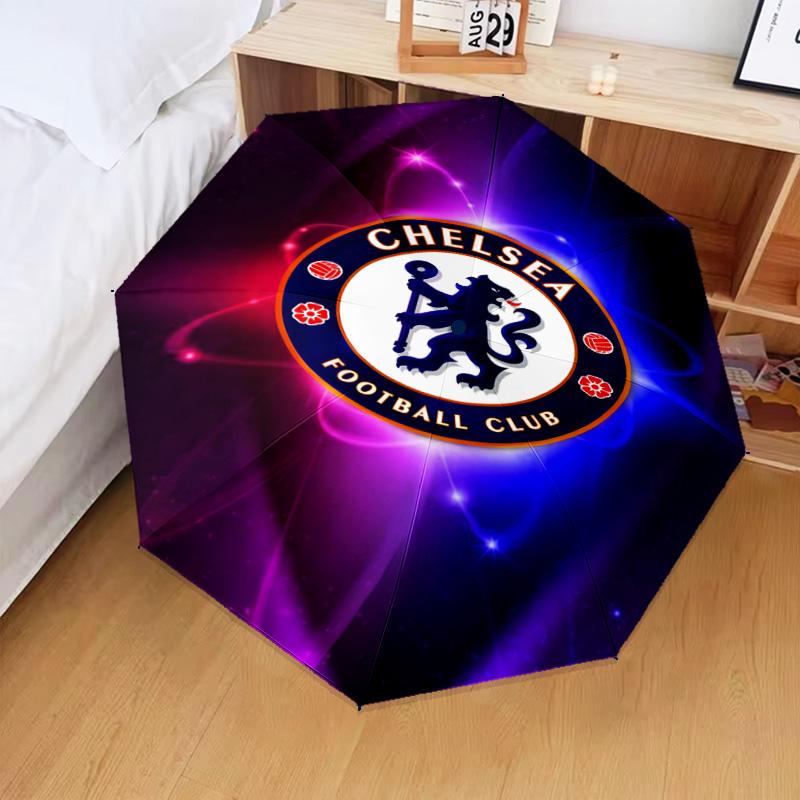 1PC Chelsea Fc Printed Umbrella Folding umbrella, automatic umbrella 8-Frame for Travel, camping Fan gifts Christmas Gifts