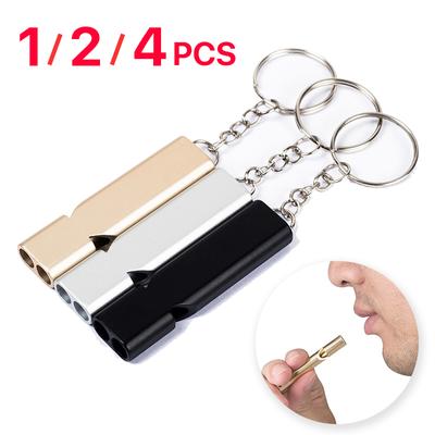 Emergency Whistles Safety Survival Whistles High Pitched Double Tubes Metal Whistle for Outdoor Camping Hiking Boating Hunting Fishing