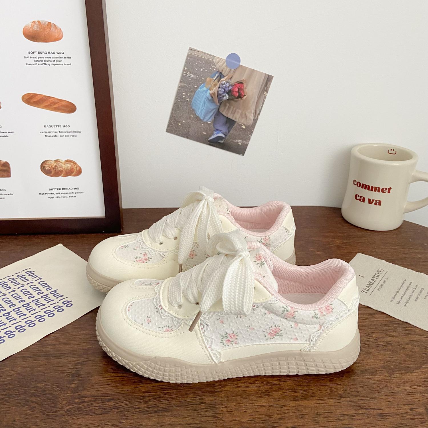 

Pink floral board shoes women s summer new niche design student breathable little white shoes 35 жовтий