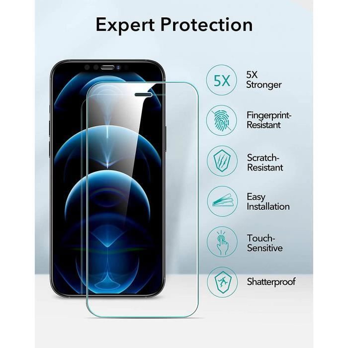 Protection d'écran en verre trempé - E.F.CONNECTION - pour iPhone 13 Mini - Transparent - Résistance 9H - Pack de 3